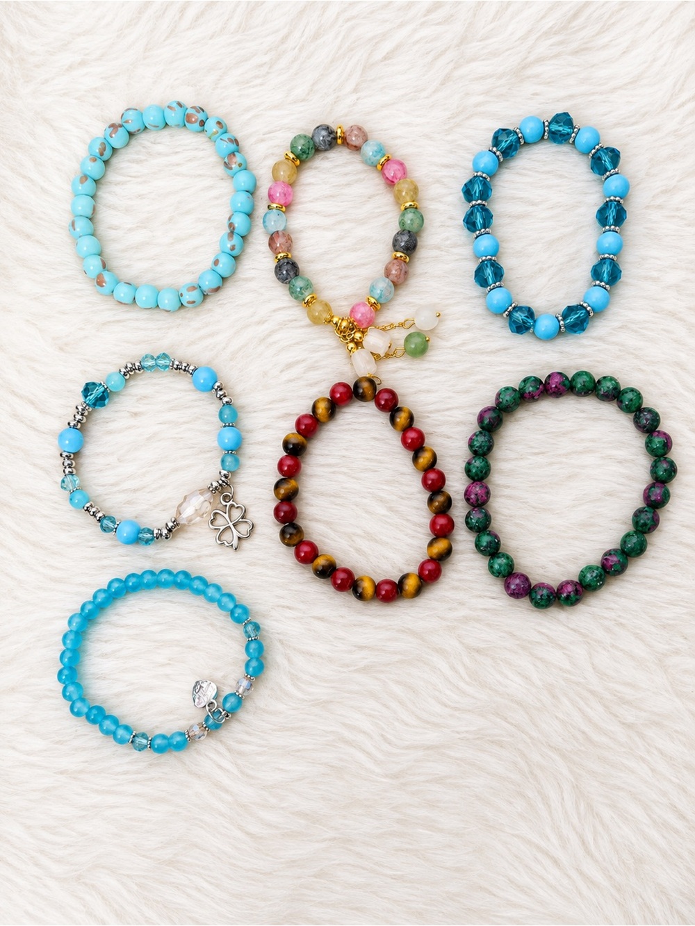NEW BUNDLE BRACELETS Assorted Beaded Stretch Bracelets - Multicolor Set